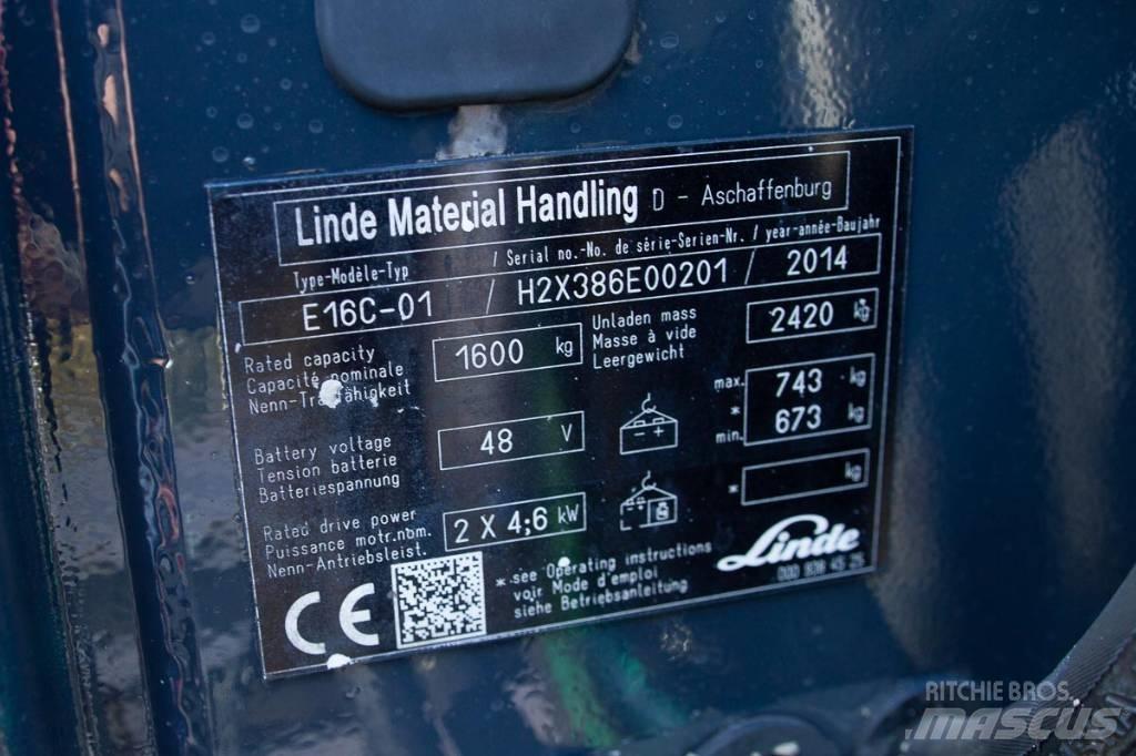 Linde E 16 전동 지게차