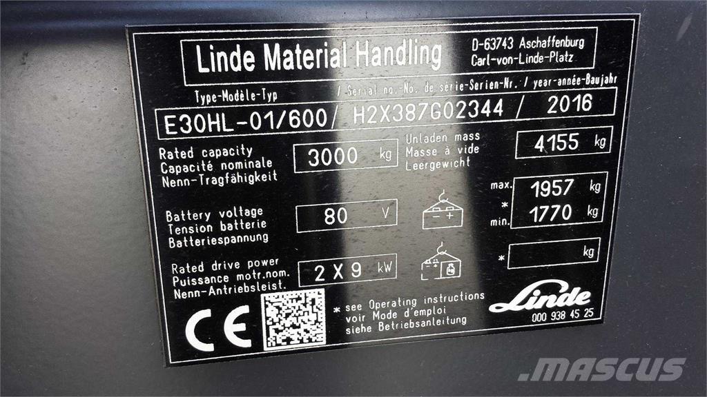 Linde E30/600HL 전동 지게차