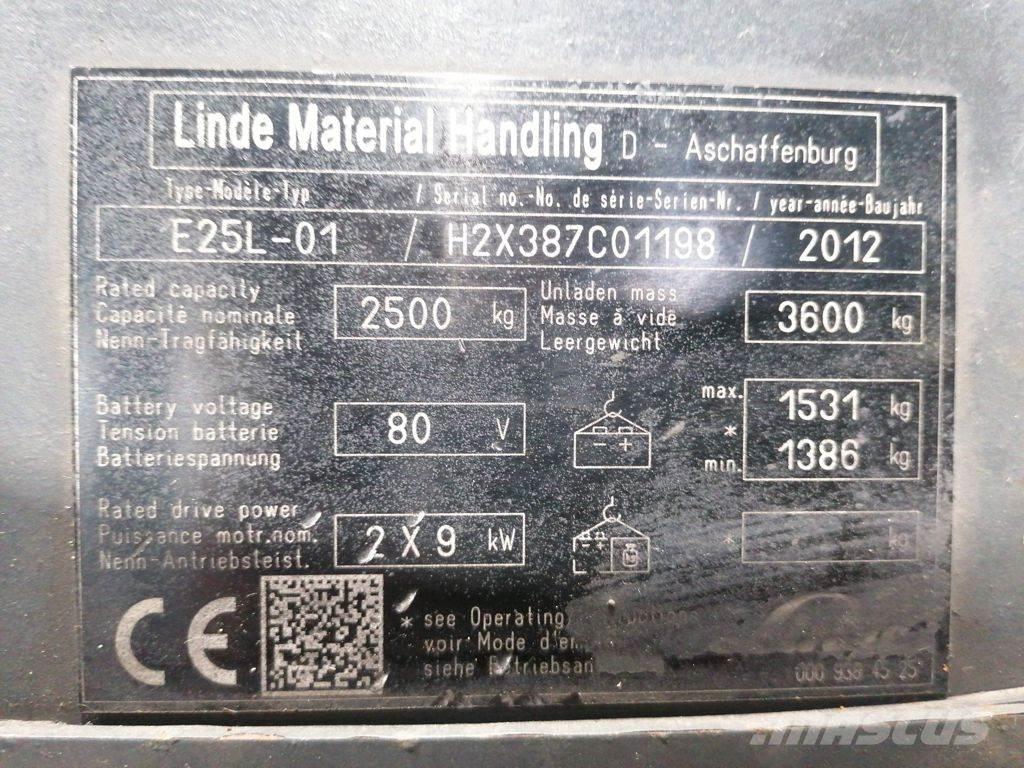 Linde E25L-01 전동 지게차