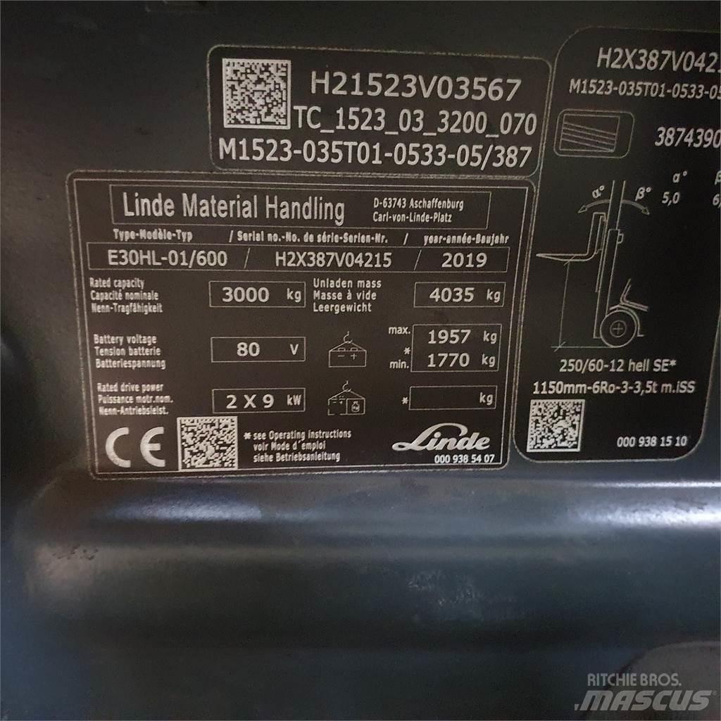 Linde E30/600HL 전동 지게차