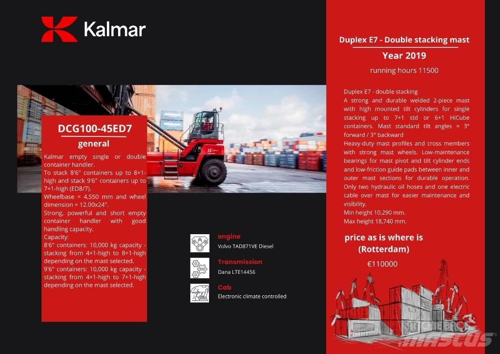 Kalmar DCG 100-45ED7 컨테이너 핸들러