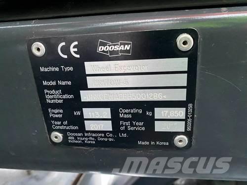 Doosan DX170W-5  휠 굴삭기