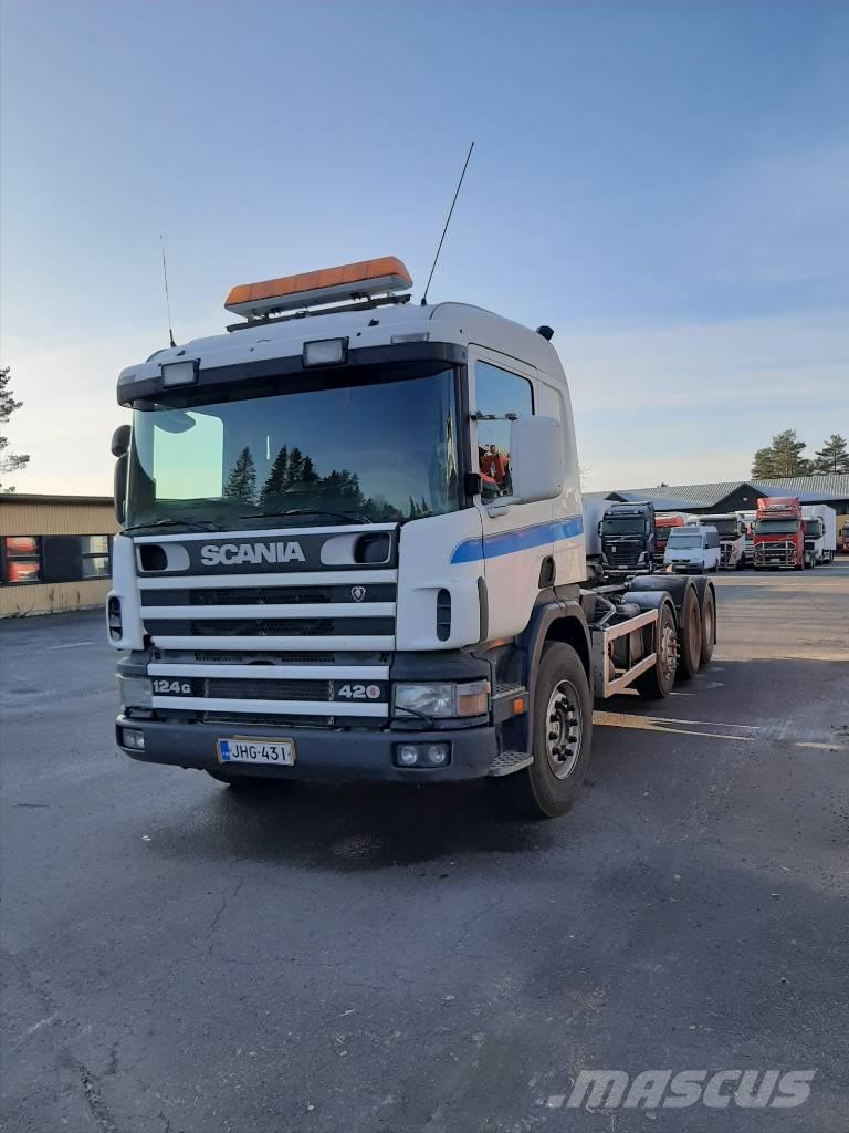 Scania P 124 훅 리프트 트럭