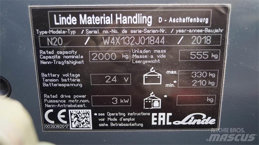 Linde N20 kurz 경량 반출 리프터