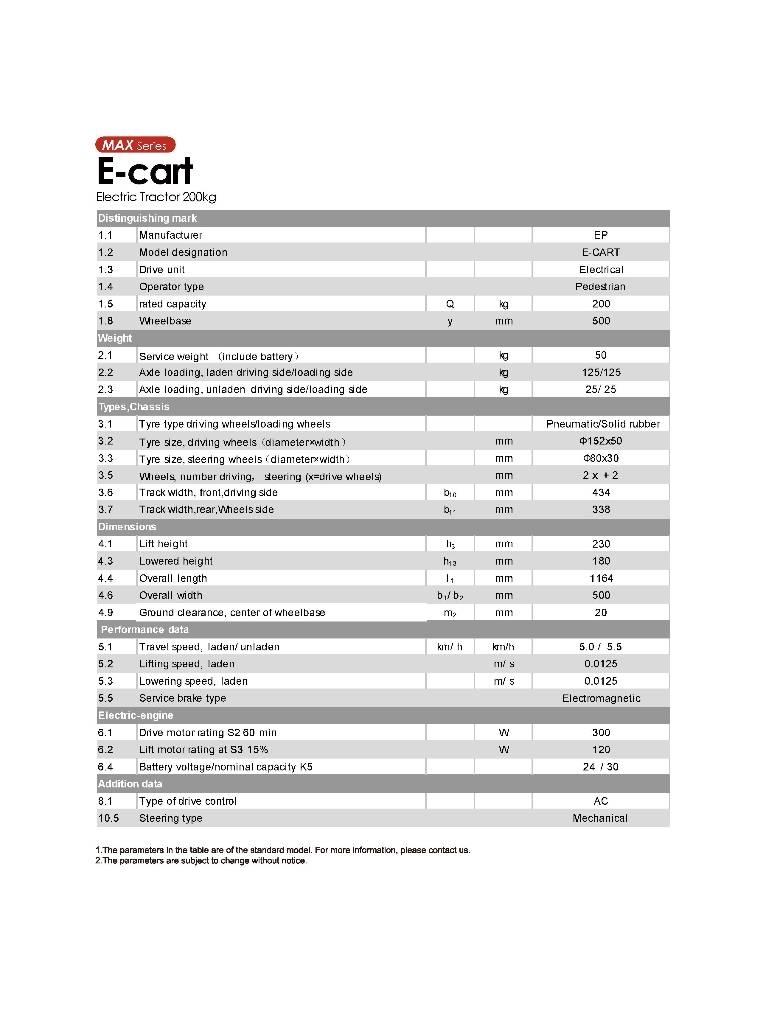 EP E-Cart 견인 트럭
