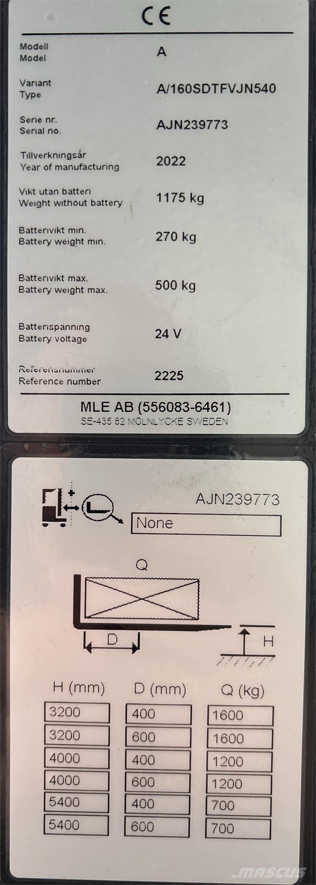 Atlet A160 보행식 리치 지게차