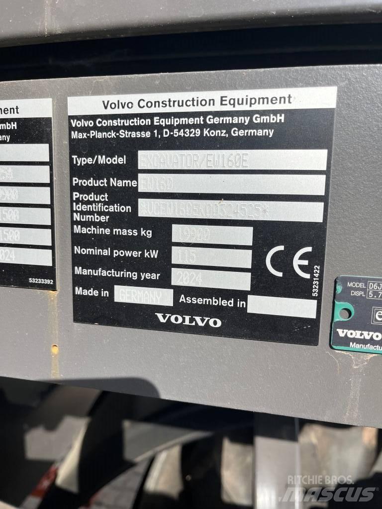 Volvo EW160E  휠 굴삭기