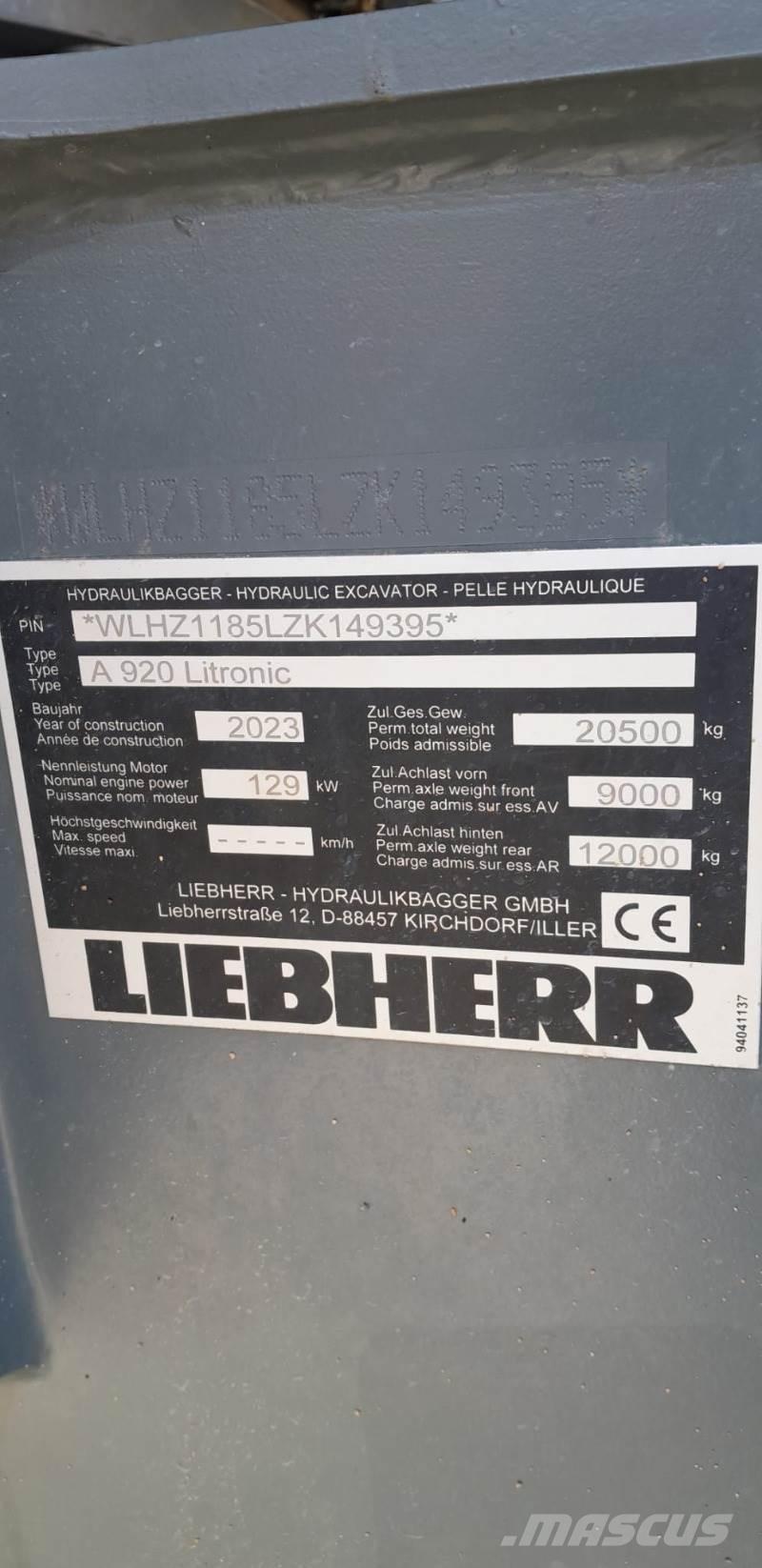 Liebherr A920  휠 굴삭기