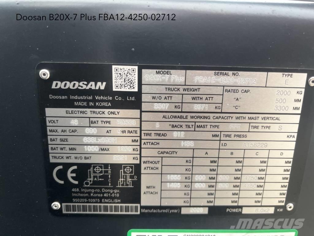 Doosan B 20 X-7 Plus 전동 지게차