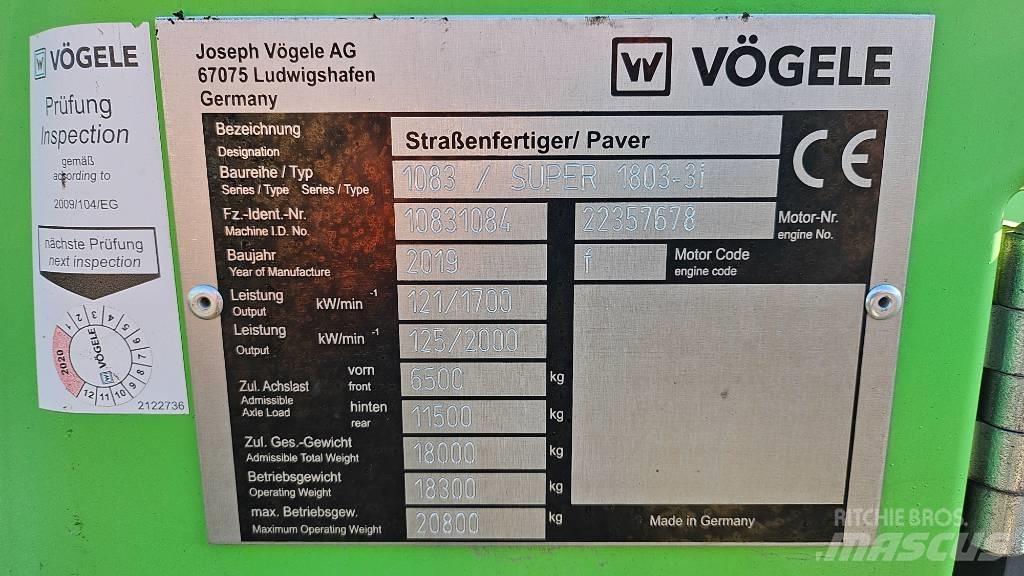 Vögele Super 1803-3i 아스팔트 포장장비