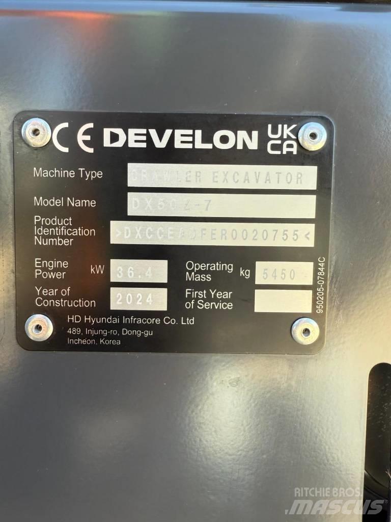 Develon DX 50 Z-7 소형 굴삭기 7톤 미만