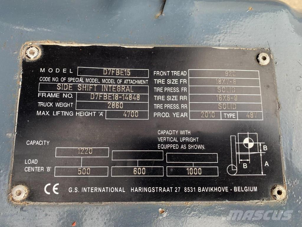 Toyota 7FBEF15 전동 지게차