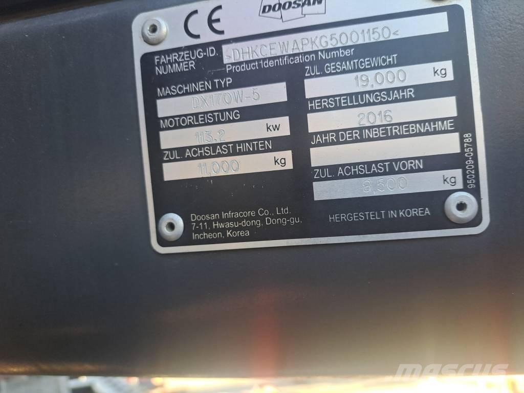 Doosan DX170W-5  휠 굴삭기