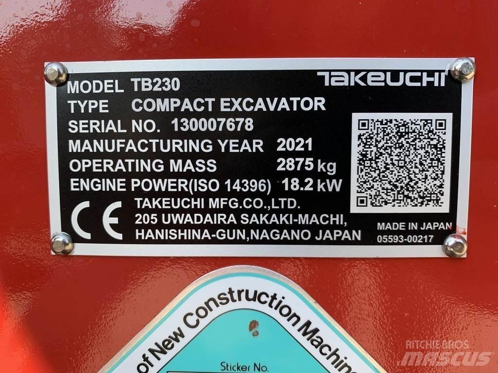 Takeuchi TB230 V3 소형 굴삭기 7톤 미만