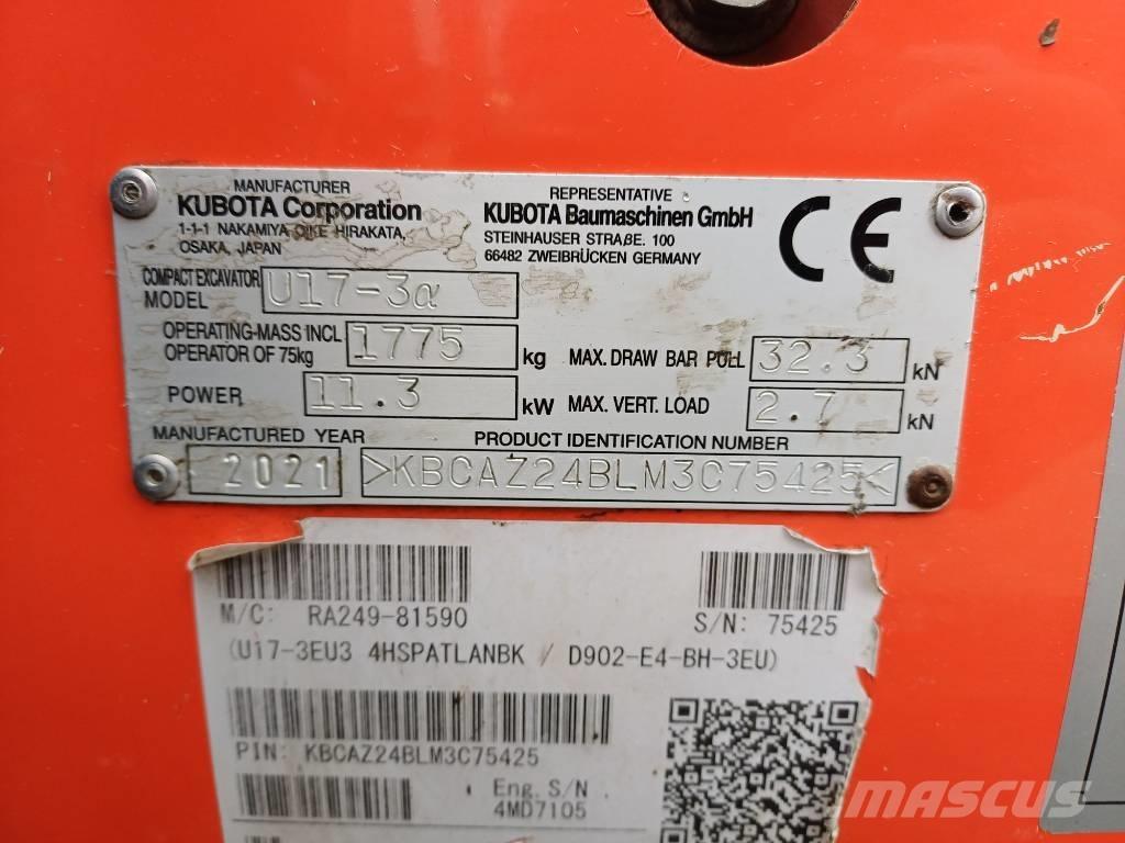 Kubota U 17-3 소형 굴삭기 7톤 미만