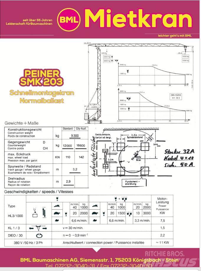 Peiner SMK203N 타워 크레인