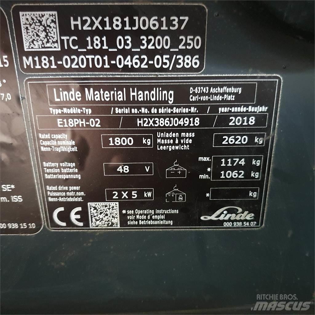 Linde E18PH 전동 지게차