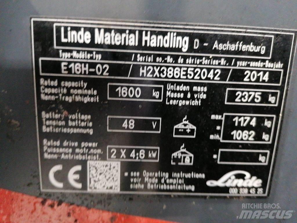 Linde E16H-02 전동 지게차