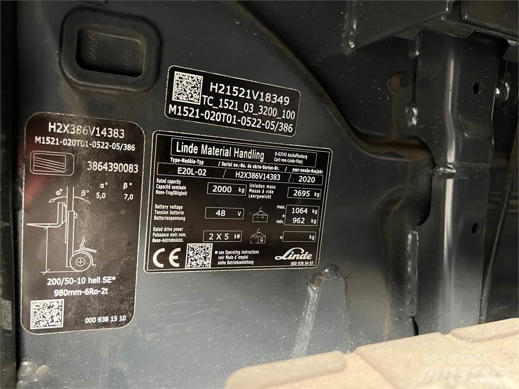Linde E20L-02 전동 지게차