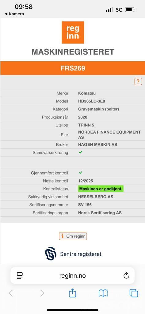 Komatsu HB365LC-3E0 대형 굴삭기 29톤 이상