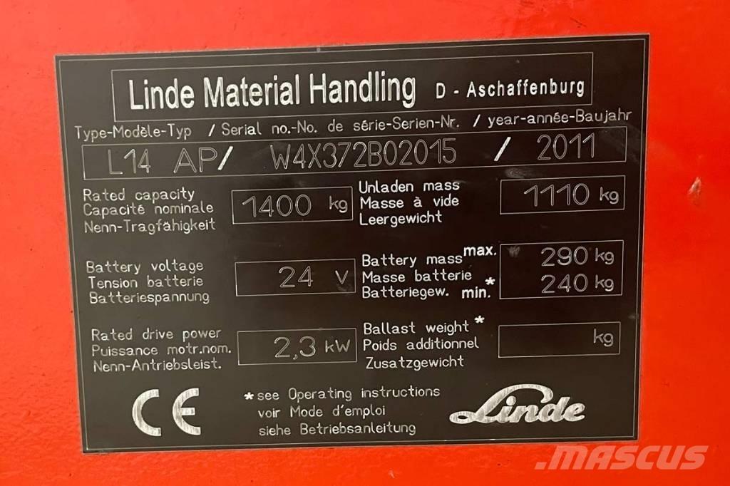 Linde L 14 보행식 리치 지게차