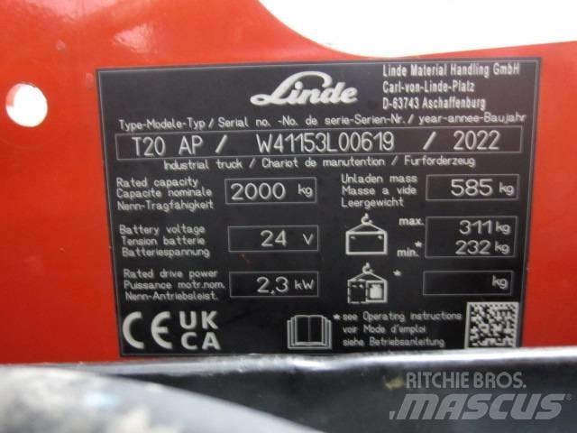 Linde T20AP 로우 리프터(승강대 포함)