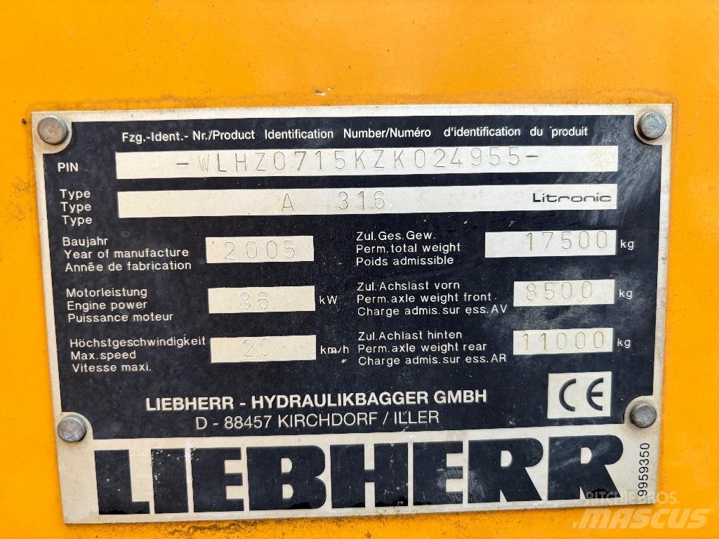 Liebherr A316  휠 굴삭기
