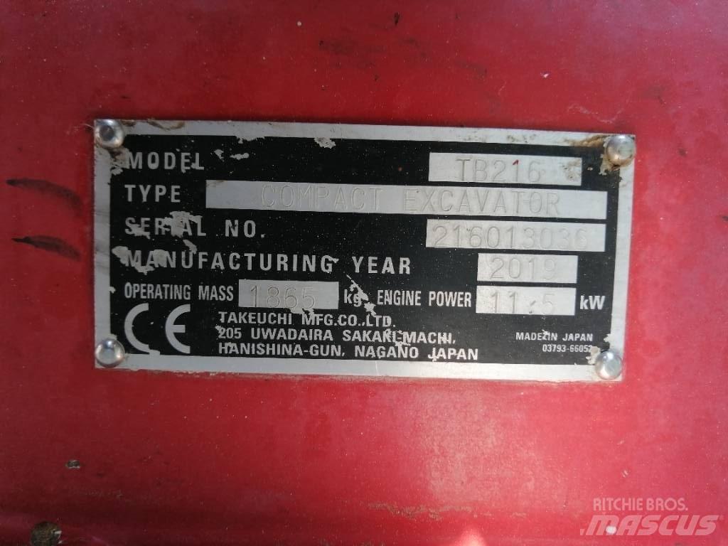 Takeuchi TB 216 소형 굴삭기 7톤 미만