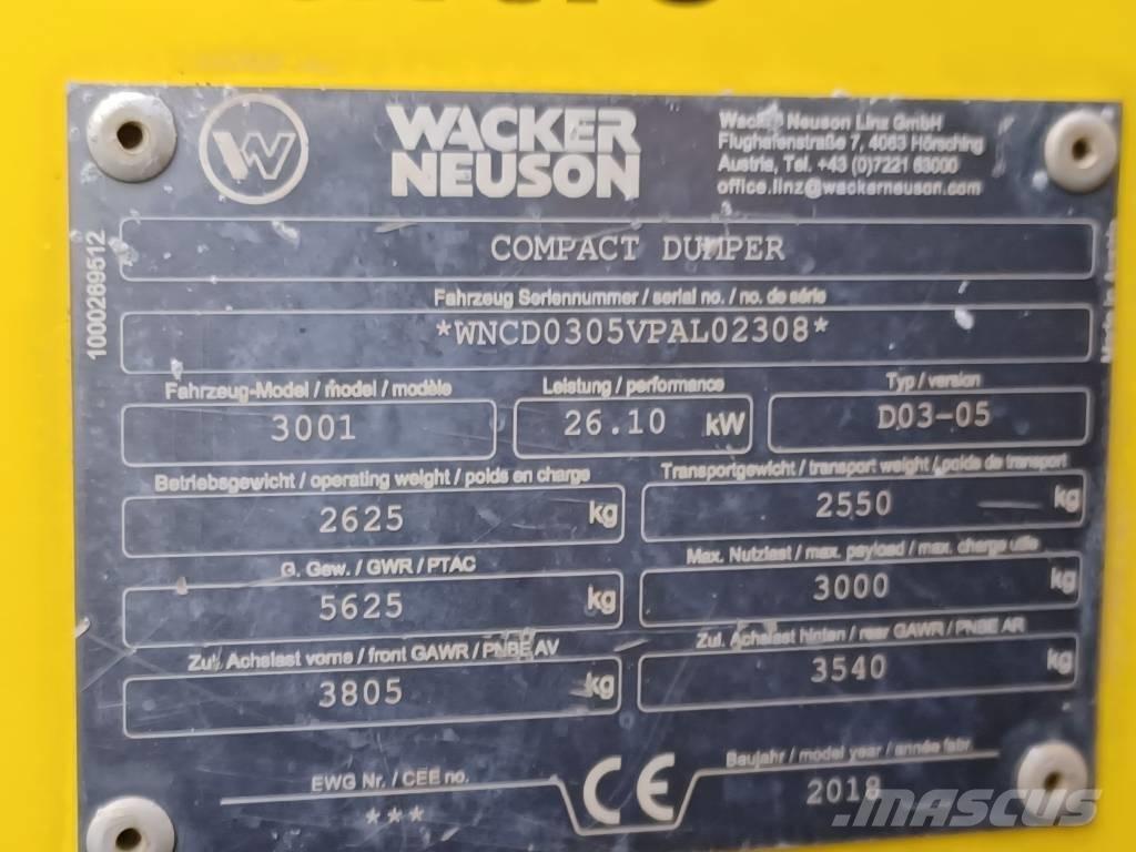 Wacker Neuson 3001 건설현장 덤프트럭