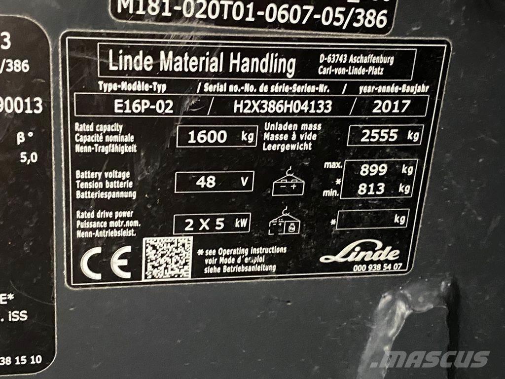 Linde E16P-02 전동 지게차