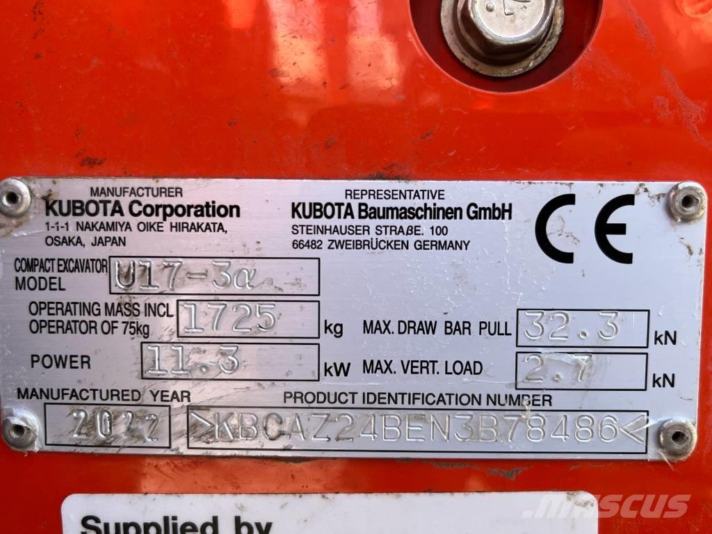 Kubota U 17-3 소형 굴삭기 7톤 미만