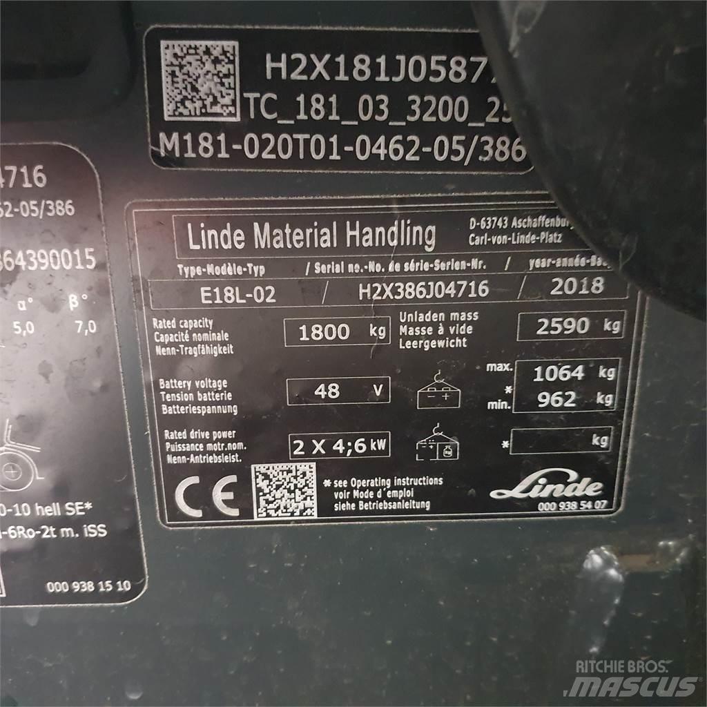 Linde E18L 전동 지게차