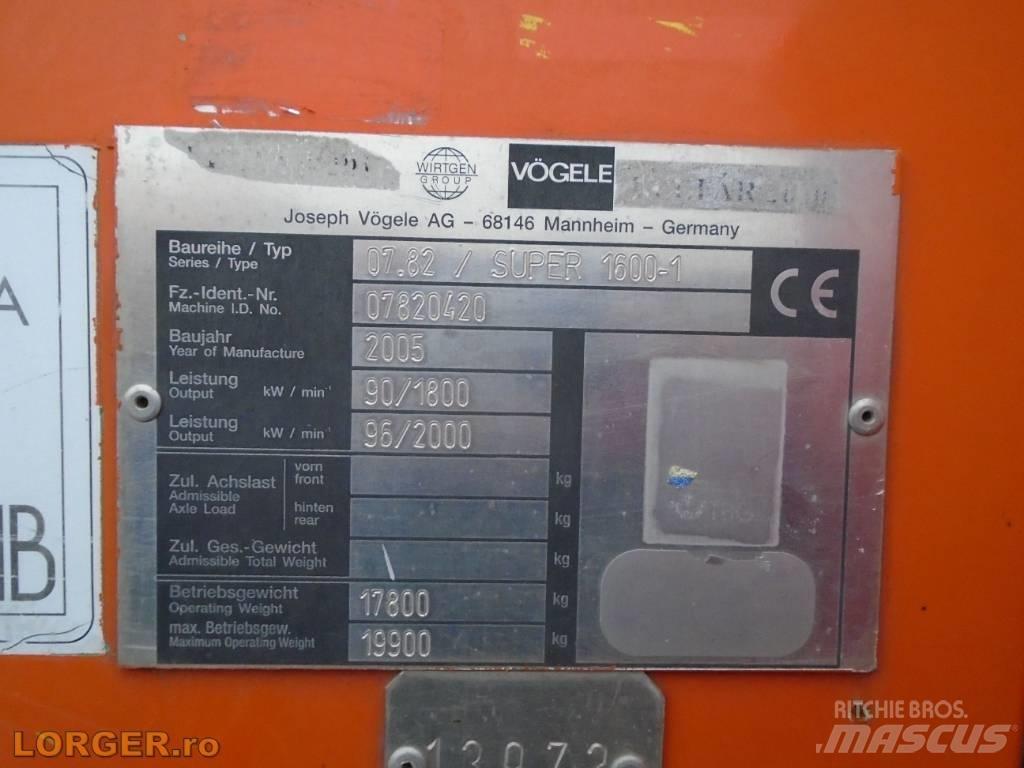 Vögele Super 1600 아스팔트 포장장비
