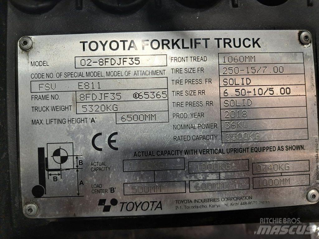 Toyota 02-8FDJF35 디젤 지게차