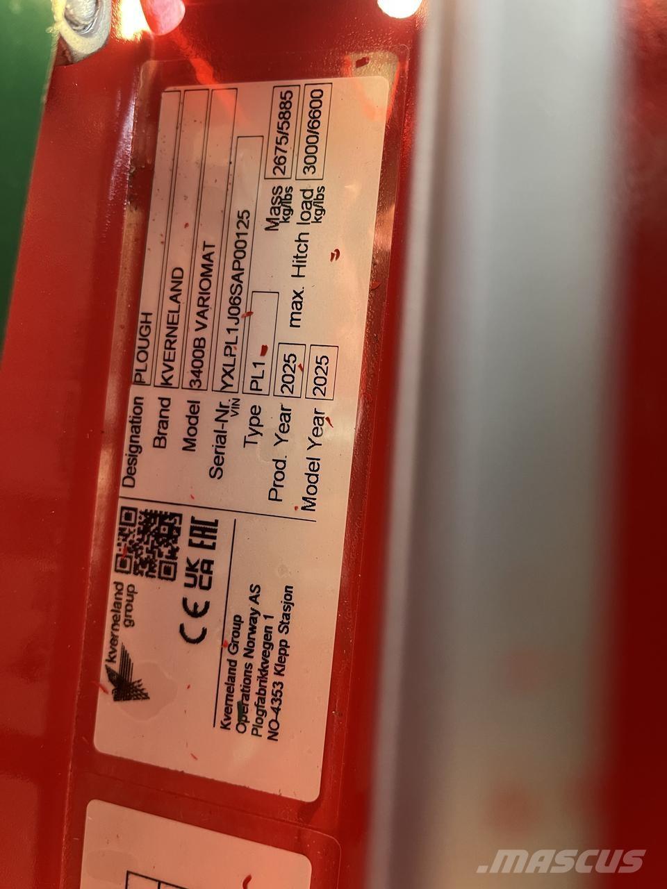 Kverneland 3400B 가역 플로우(쟁기)