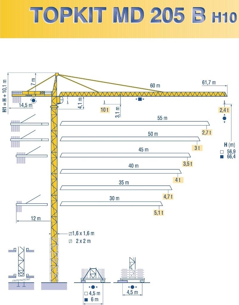 Potain MD 205 B H10 타워 크레인