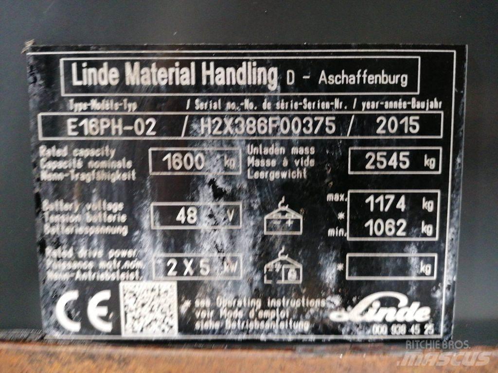 Linde E16PH-02 전동 지게차