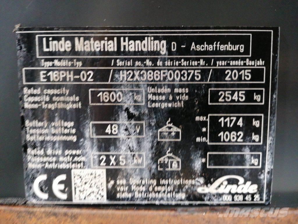 Linde E16PH-02 전동 지게차