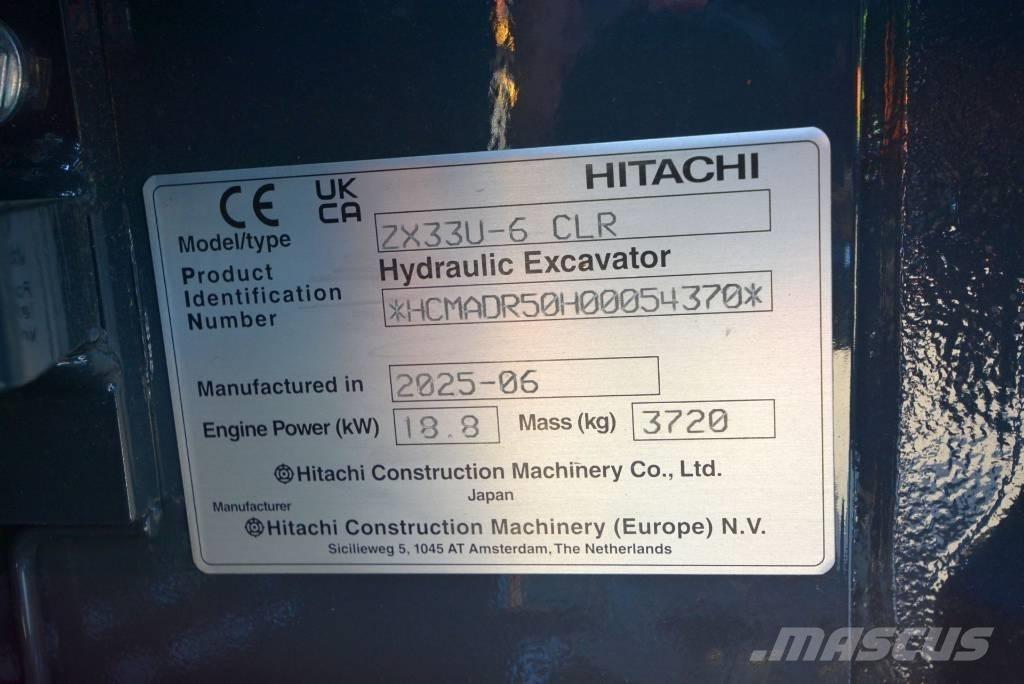 Hitachi ZX 33 U-6 소형 굴삭기 7톤 미만