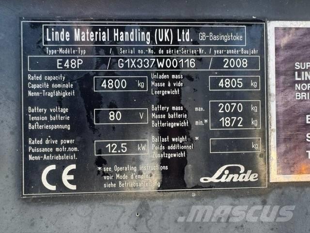 Linde E48P 전동 지게차