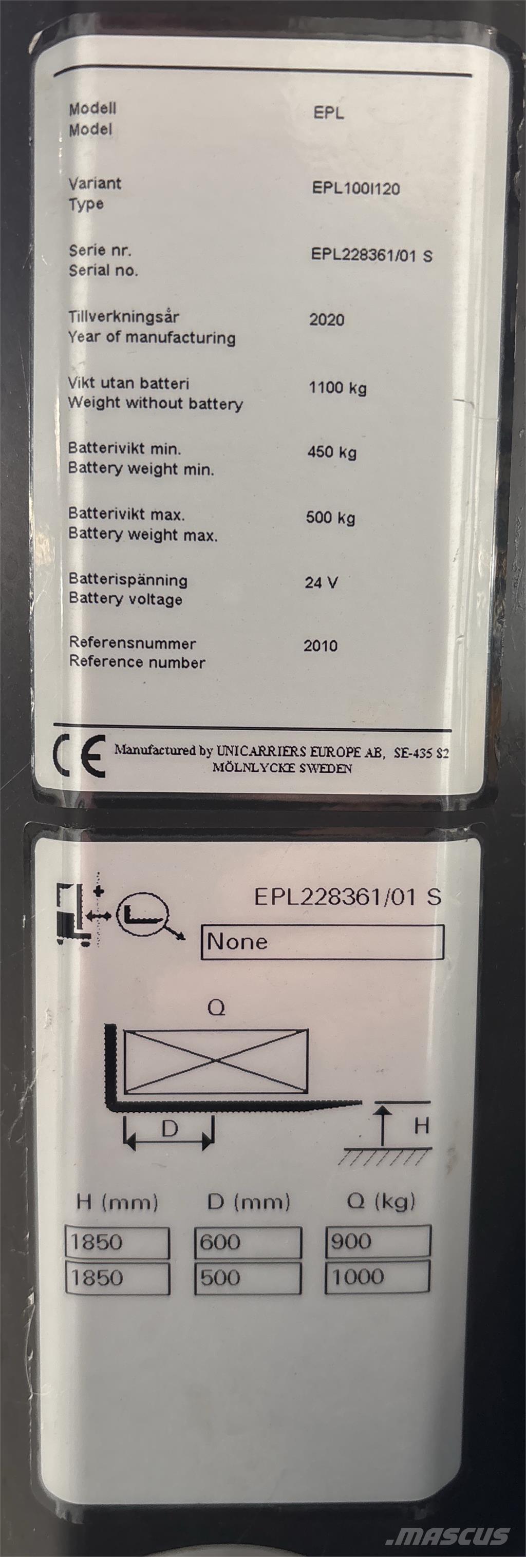 UniCarriers EPL100 경량 반출 리프터