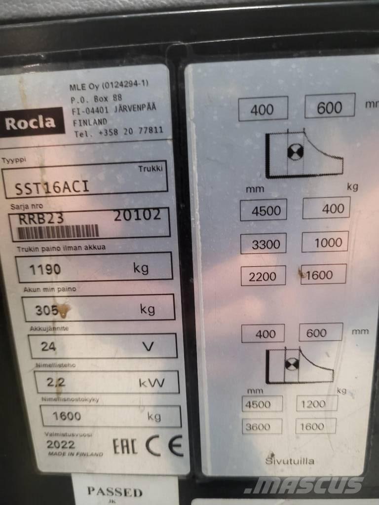 Rocla SST 16 ACI 보행식 리치 지게차