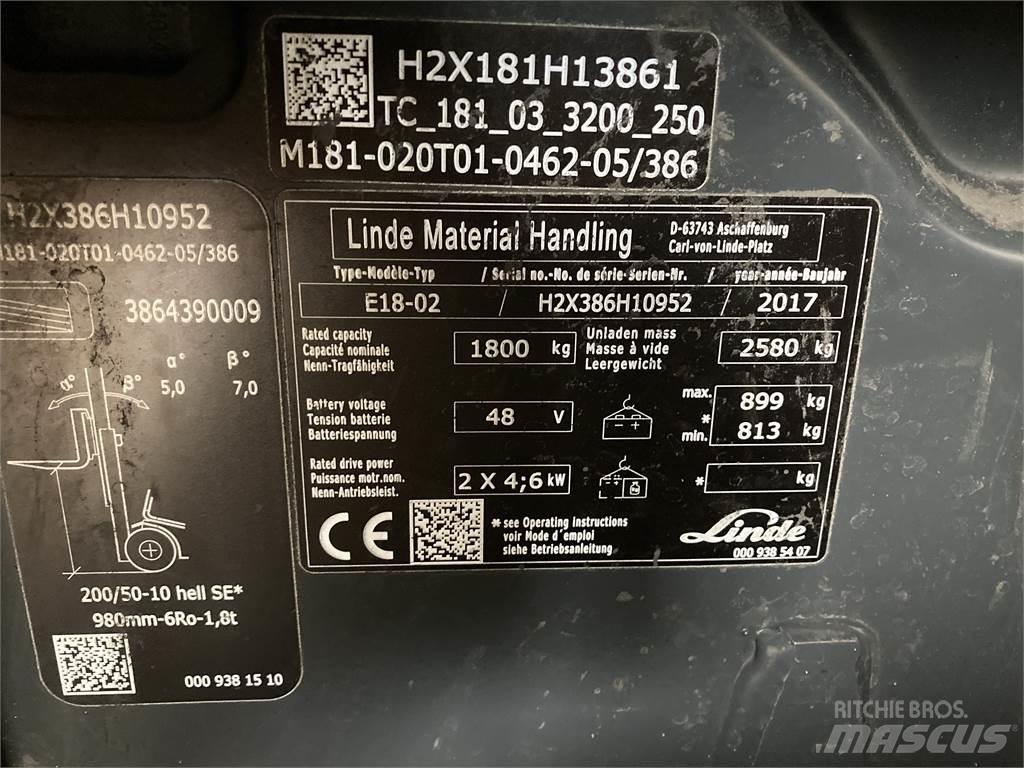 Linde E18 전동 지게차