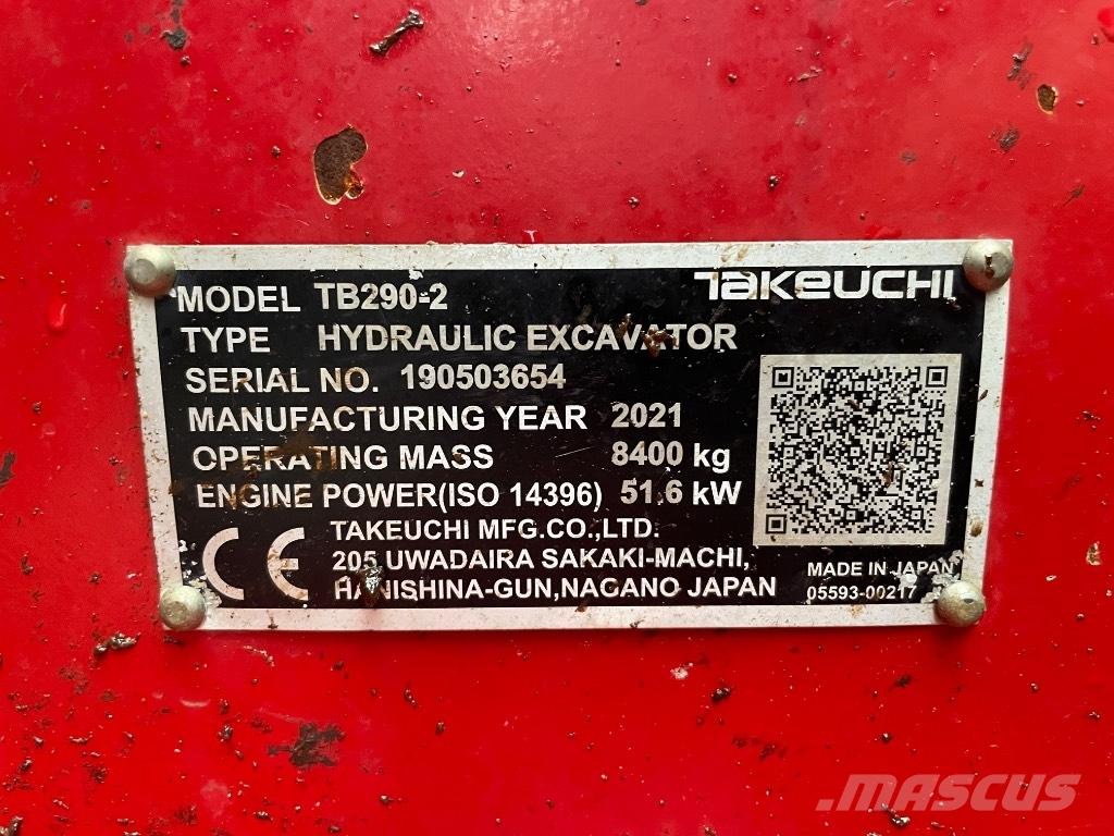 Takeuchi TB 290 중형굴삭기 7톤-28톤
