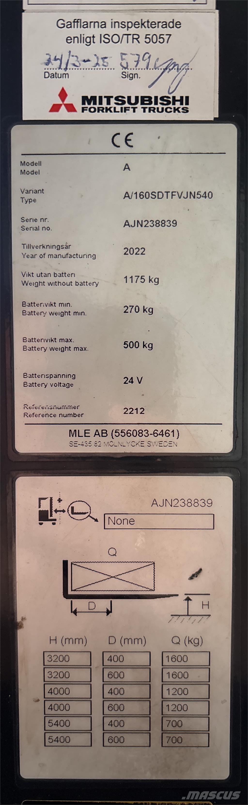 Atlet A160 보행식 리치 지게차