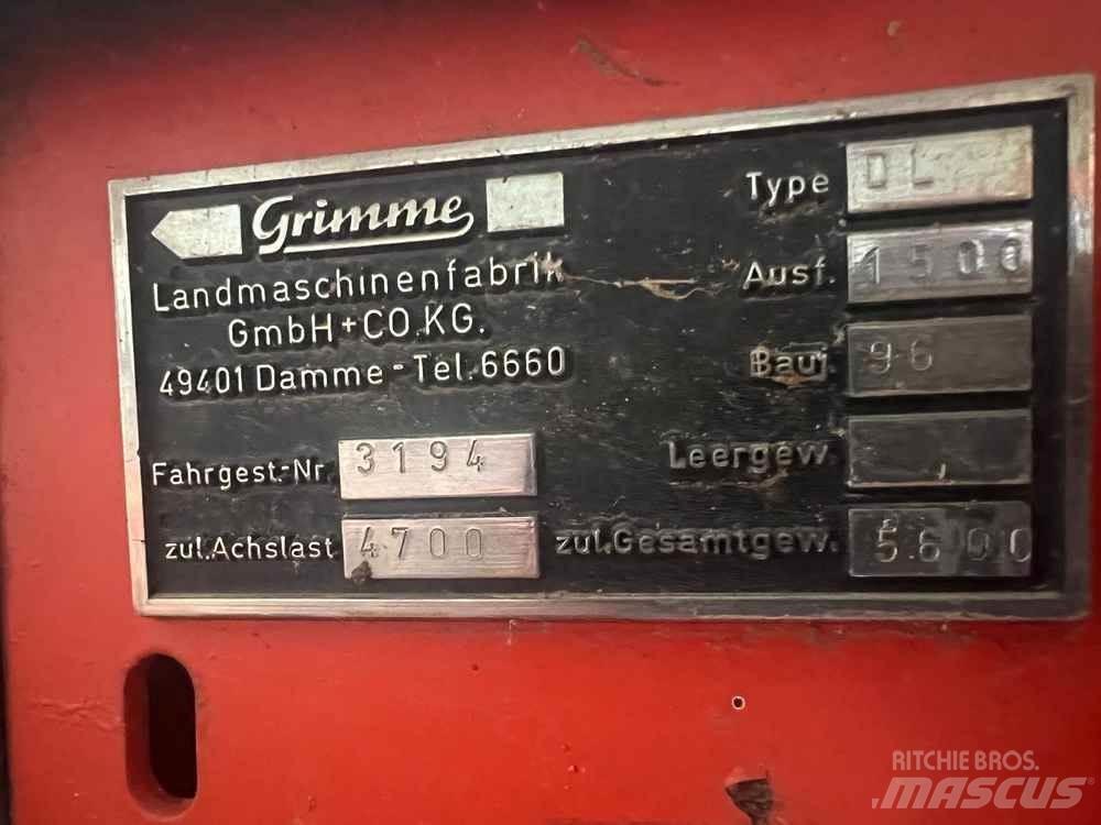 Grimme DL1500 감자수확기 및 포테이토디거