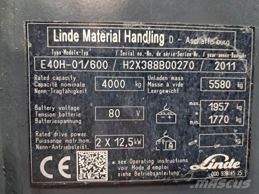 Linde E40H-01/600 전동 지게차