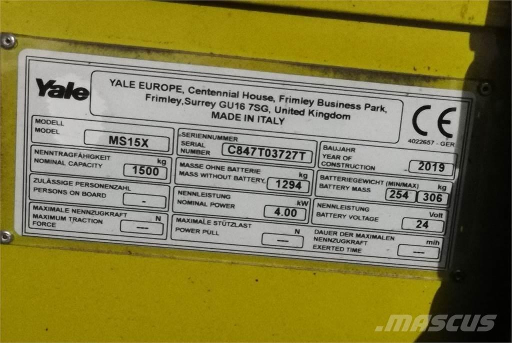 Yale MS15XSL 포크리프트