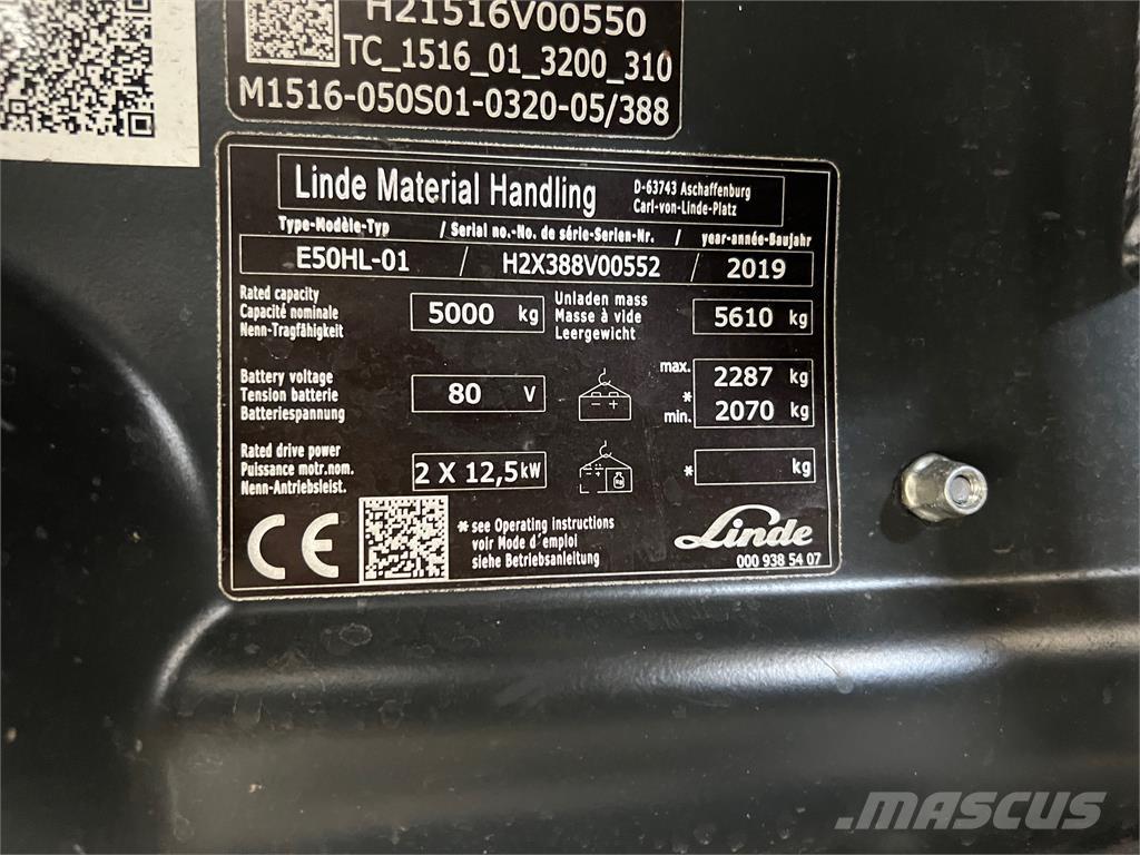 Linde E50HL-01 전동 지게차