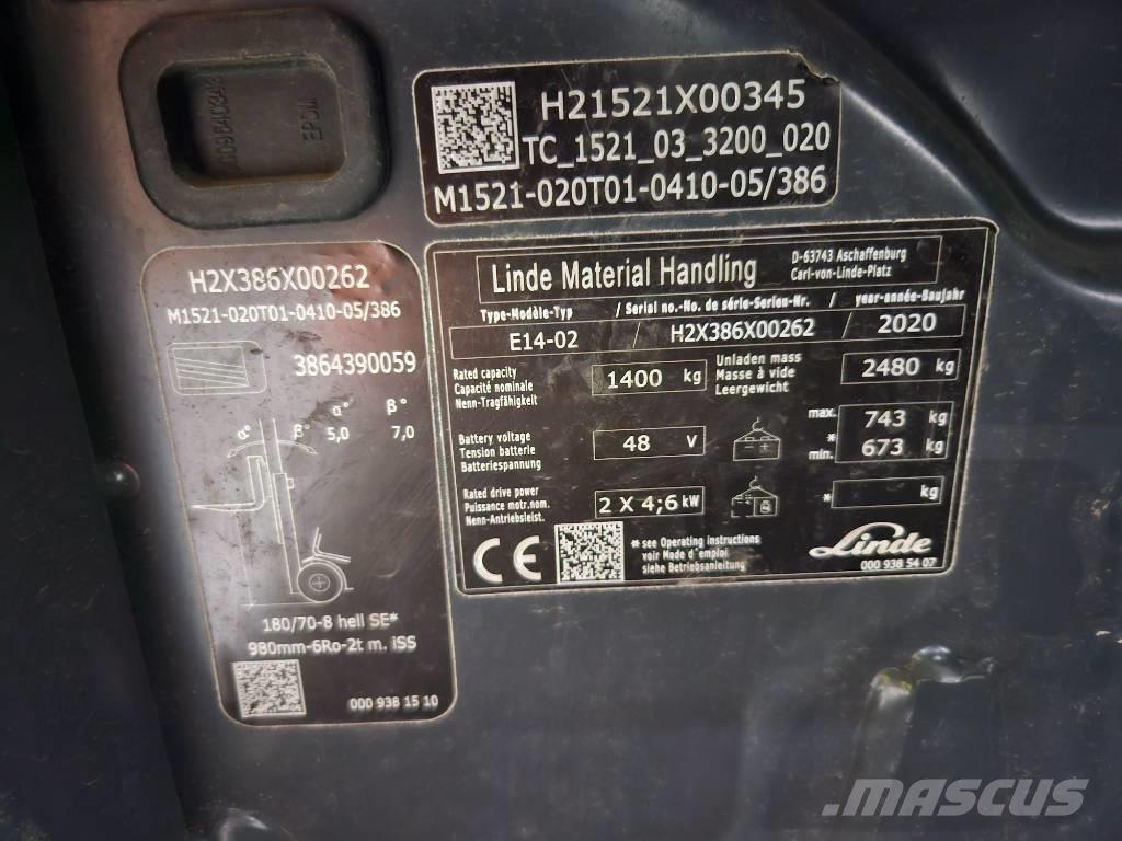 Linde E14 전동 지게차